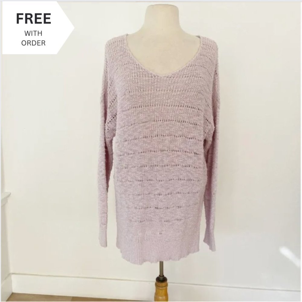 FREE American Eagle Purple Oversized Pointelle Knit Sweater | Small